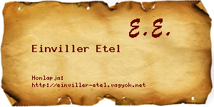 Einviller Etel névjegykártya
